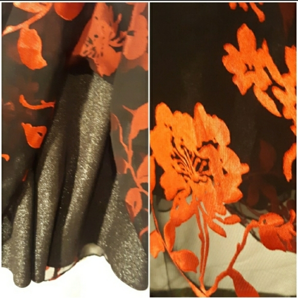 Tahari Black and Red Foil Floral Dress - Picture 7 of 8